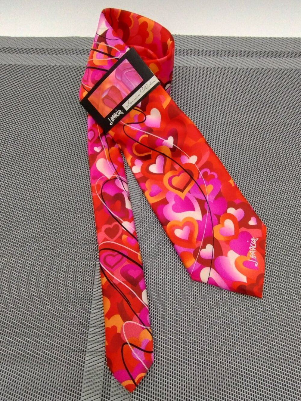 J. Garcia Red Room Signature Collection Hearts Silk Tie Artist Proof 10 NWT